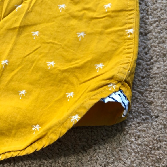 Denim & Flower men’s casual button down shirt medium short sleeve mustard yellow - Picture 3 of 10